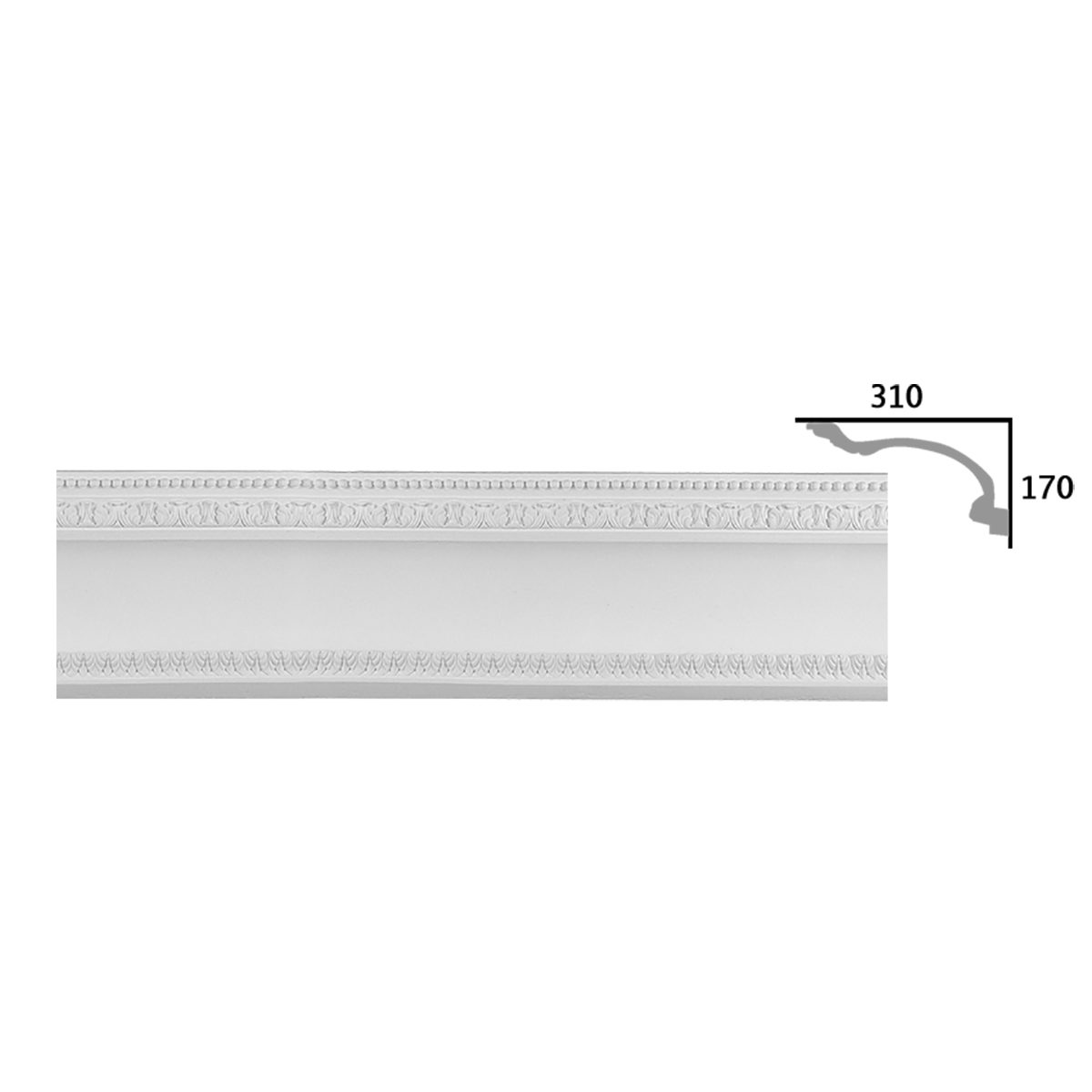 Cornice Moulding in Plaster CB045 (1860 x 355 mm)