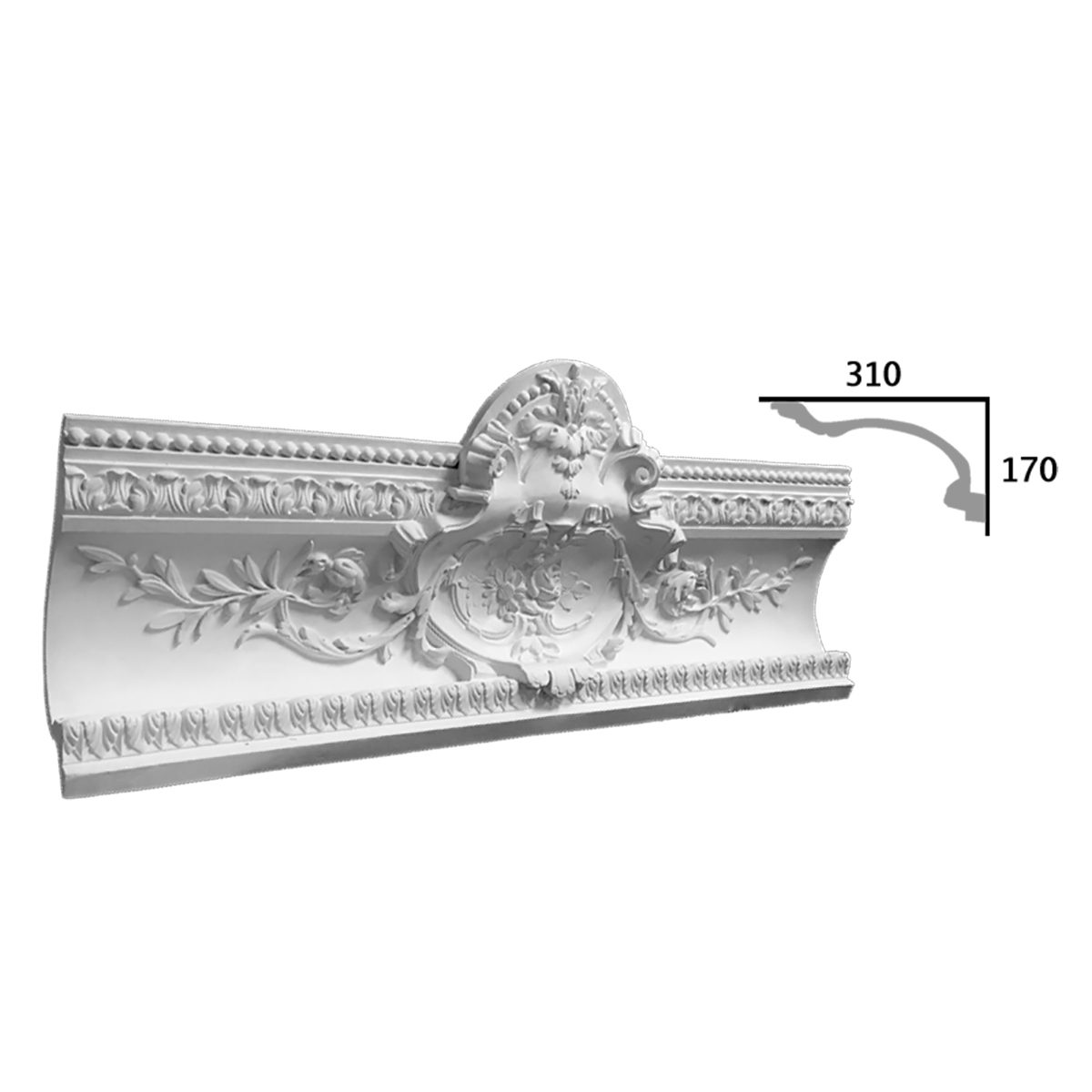 Cornice Moulding in Plaster CB045A (1122 x 450 mm)