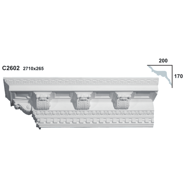 Cornice molding in plaster 2700X250