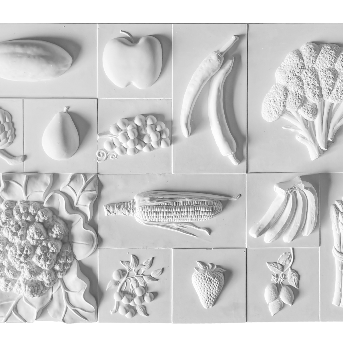 Vegetables, Plaster 3d panel with theme in the form of fruits and vegetables 900x600x60